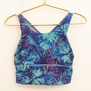Born Primitive Blue and Purple Neon Tropic Crossfire Sports Bra